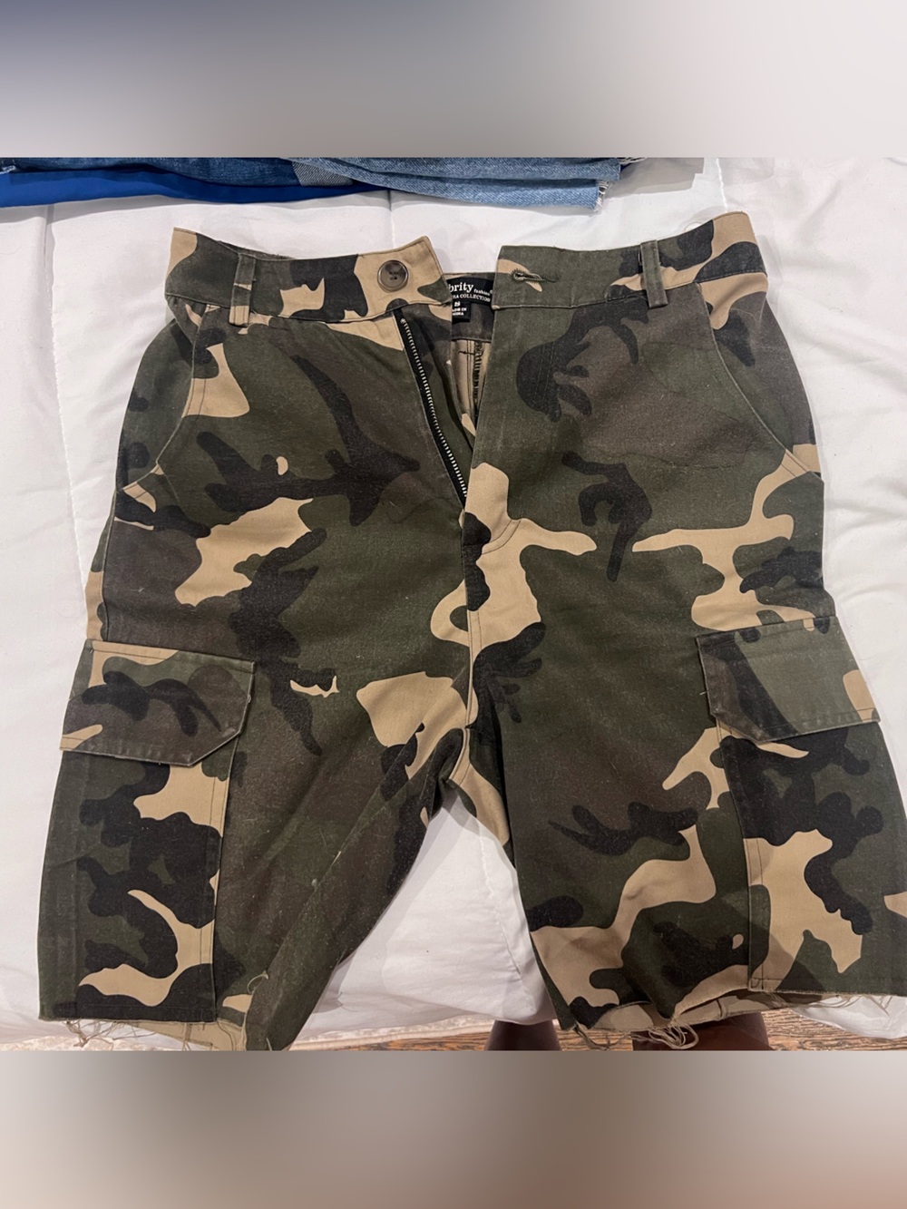 Women's Camo Cargo Shorts - Olive & Tan - Picture 1 of 1